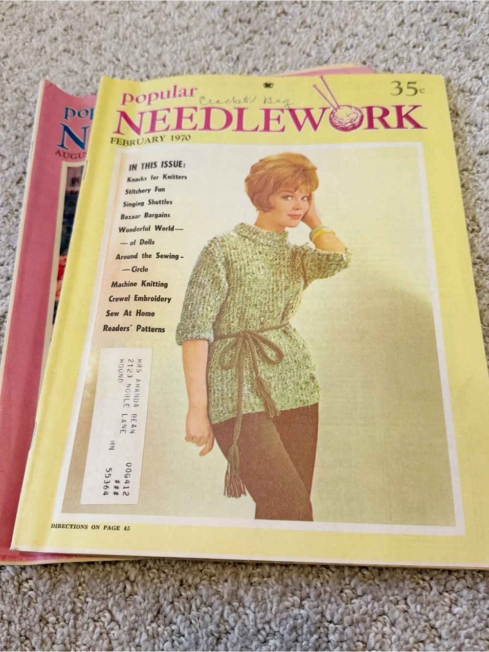 Popular Needlework Magazine Sept 1968 Aug 1969 Nov 1969 Feb 1970 - Lot of 4